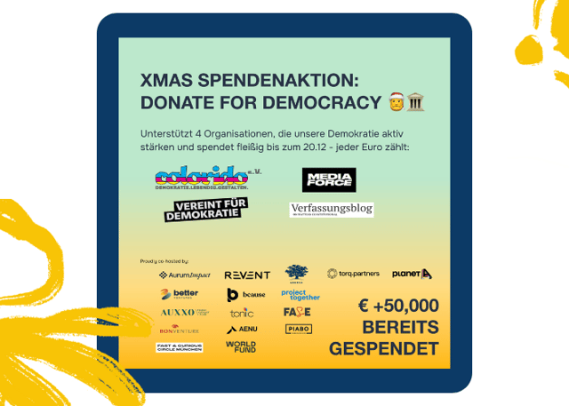 Initiativen der Weihnachts-Spendenaktion: Donate for Democracy 