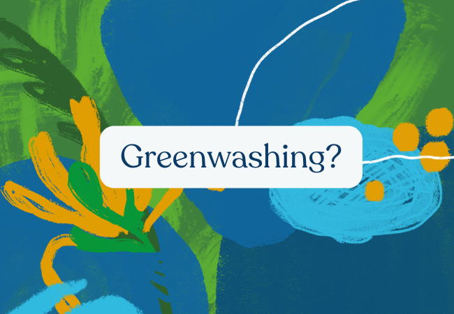 Greenwashin im Hintergrund bunte Icons zu den SDGs